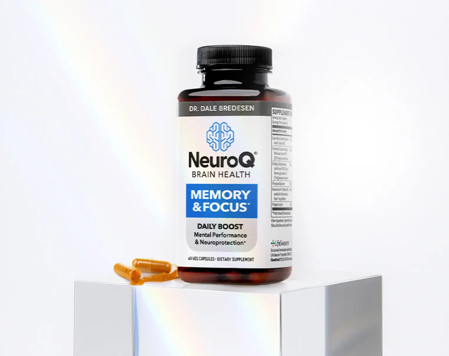 NeuroQ brain health supplement bottle on a white background